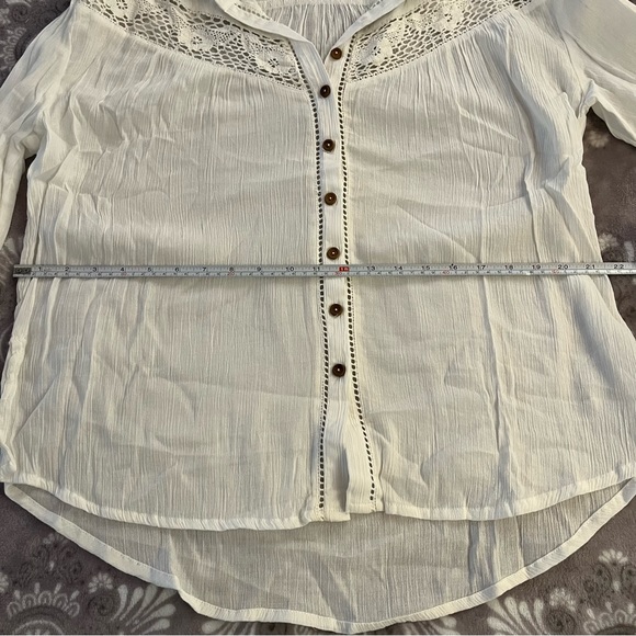 American Rag White Collared Sheer Button Up - Picture 6 of 7